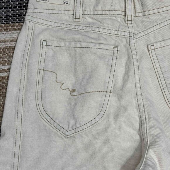 Free People We The Free Aster Straight Leg Jeans 100% Cotton‎ Cream Size 26 - Picture 6 of 16